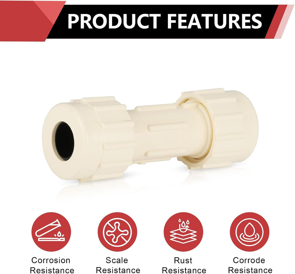(Pack of 20) EFIELD 3/4"Compression Coupling,CPVC Fittings for Plumbing Installations and Repair
