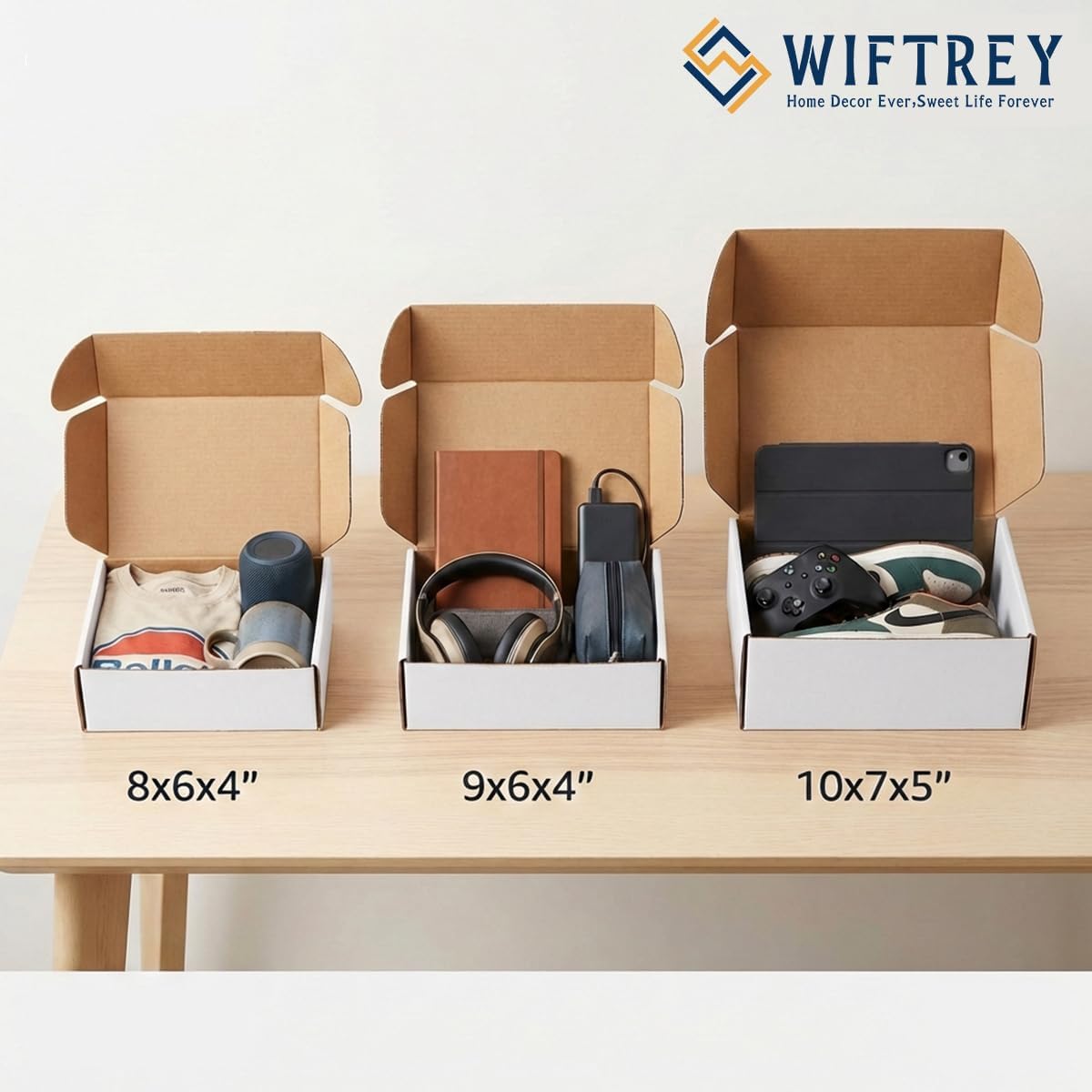 30 Pack Assorted Sizes Shipping Boxes, 10X7X5 & 9X6X4 & 8X6X4 Small shipping box White, 10 PCS Each Corrugated