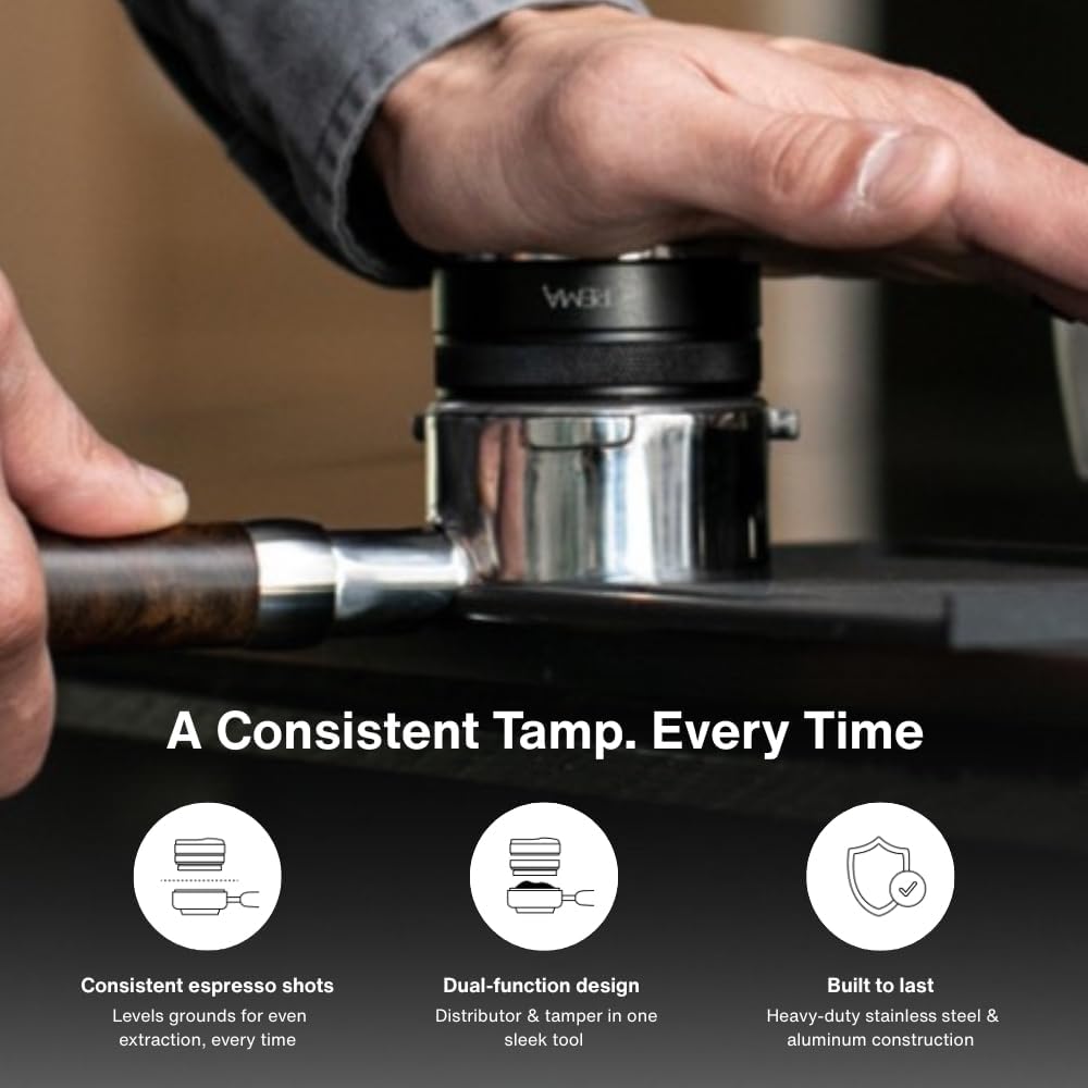 Coffee Products 53.3mm Hand Tamper & Coffee Distributor | Compatible with Breville Portafilters | Double-Sided