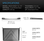 AC Infinity Vented Rack Shelf 1U, 14" Deep for 19" Server, AV Racks