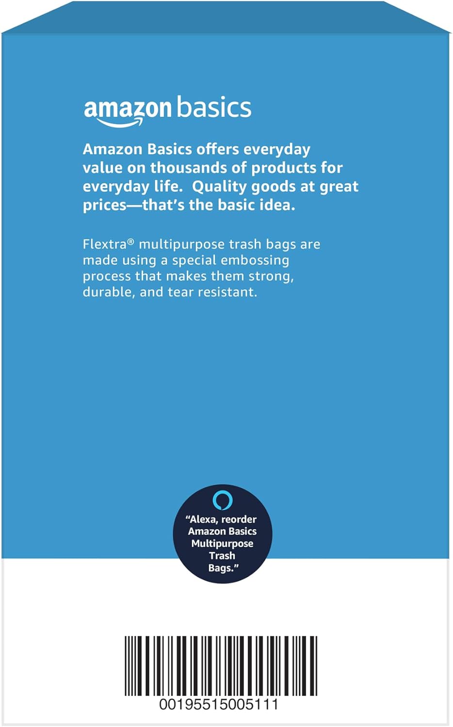 Flextra Multipurpose Drawstring Trash Bags, 30 Gallon, 50 Count, Tear Resistant