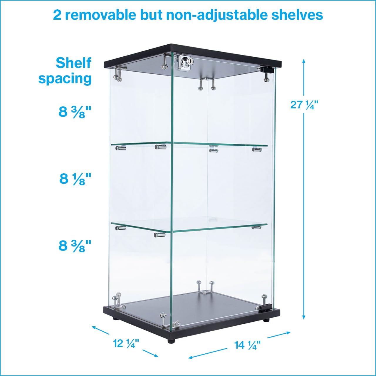 Infinity Countertop Glass Display Case (Ready to Assemble) - 12-1/4"W x 14-1/4"D x 27-1/4"H - Showcase Cabinet