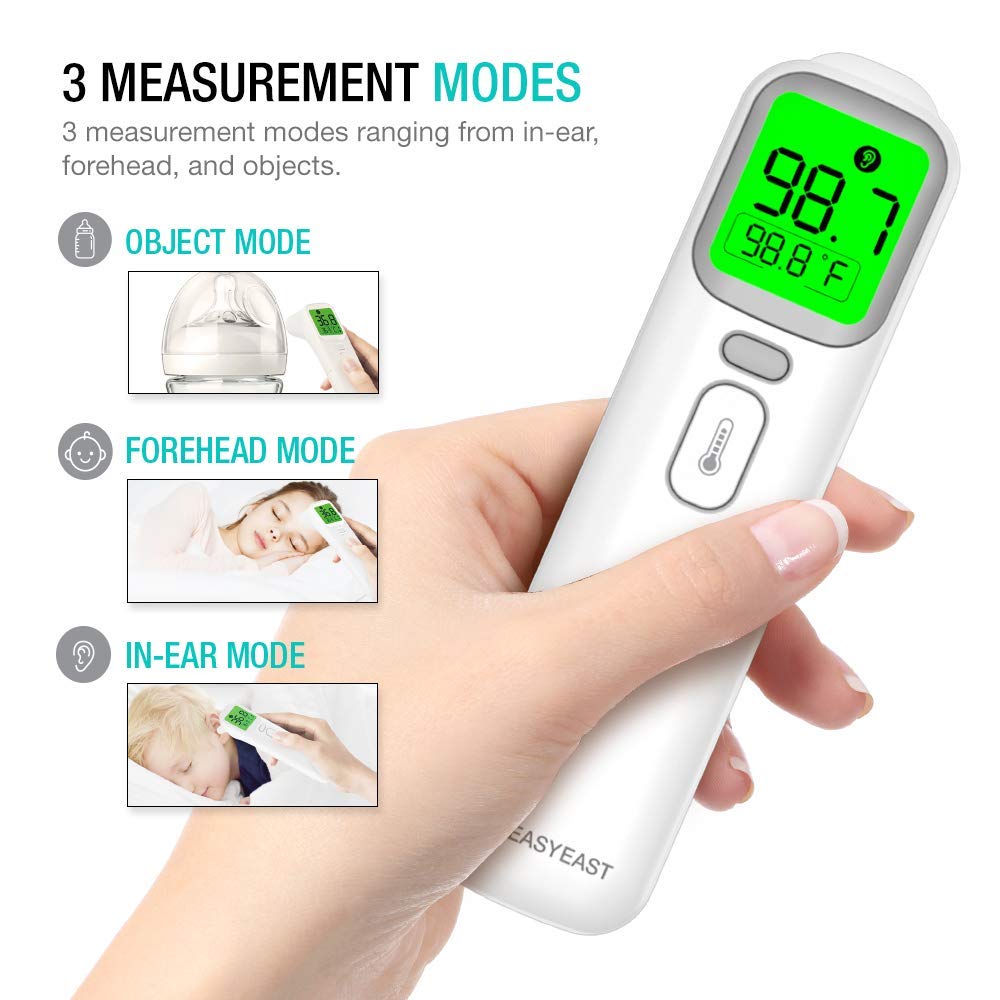 Touchless Infrared Forehead Thermometer, Smart Digital Screen, Fast Reading Detection, No Battery Included