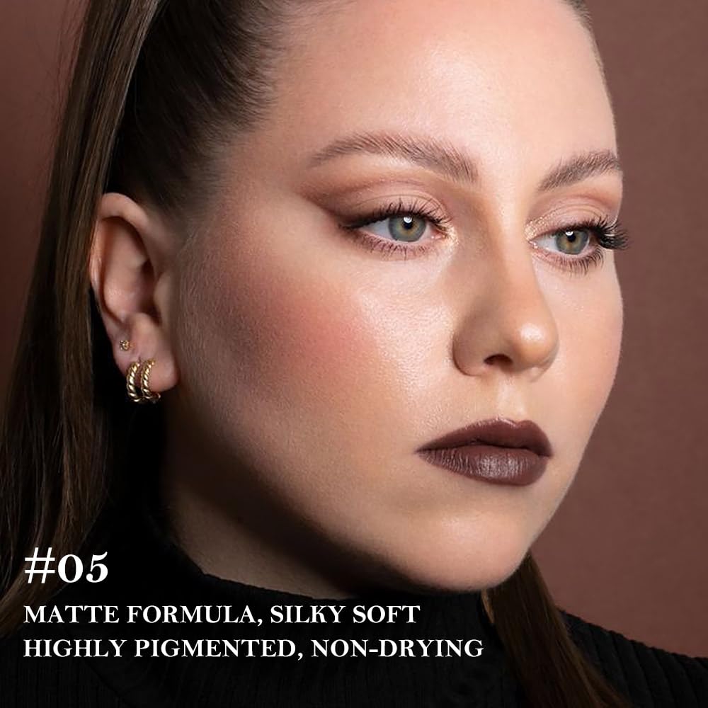 Dark Brown Lip Liner, 2in1 Lip Liner and Lipstick,Matte Lipstick
