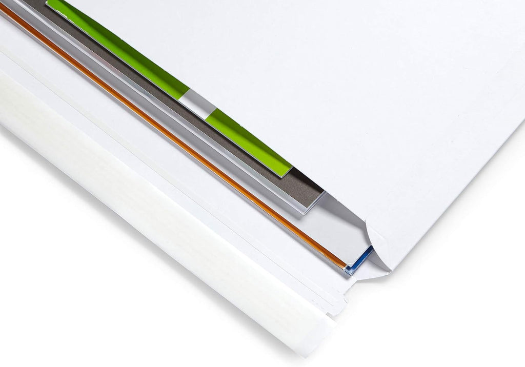 25 Rigid Envelopes, Large Expanding Envelopes Self Seal, Rigid Mailer with E-Z Open Tear String, White 9 3/4 x 12 1/4