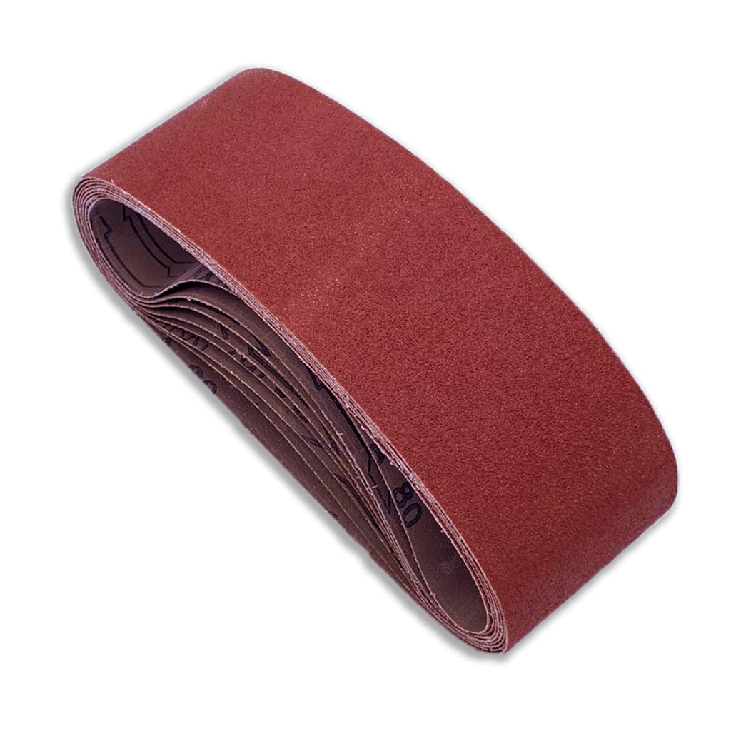 4 x 24 Inch Sanding Belt 80 Grit,12 Pack