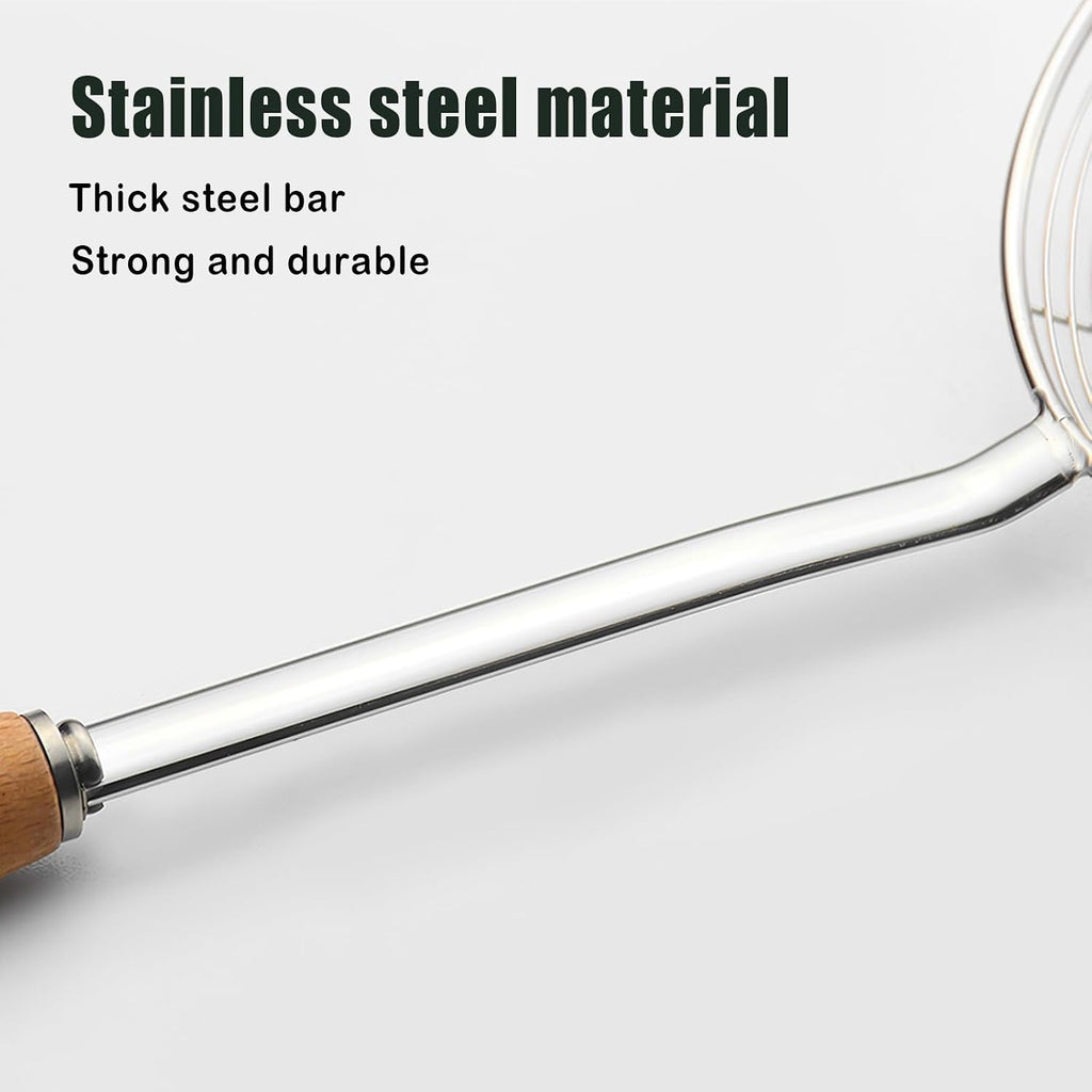Spider Strainer with Wood Handle - 5.5 Inch Fryer Scoop