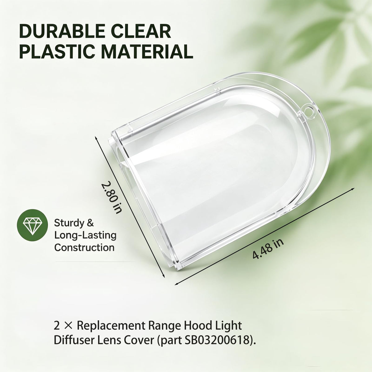Range Hood Light Diffuser Lens Cover Fits Broan Kenmore SB03200618, 2 Pc