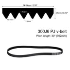 uxcell 4pcs 300J6 PJ V-Ribbed Belt 6 Ribs 30" L x 0.55" W x 0.14" H, EPDM