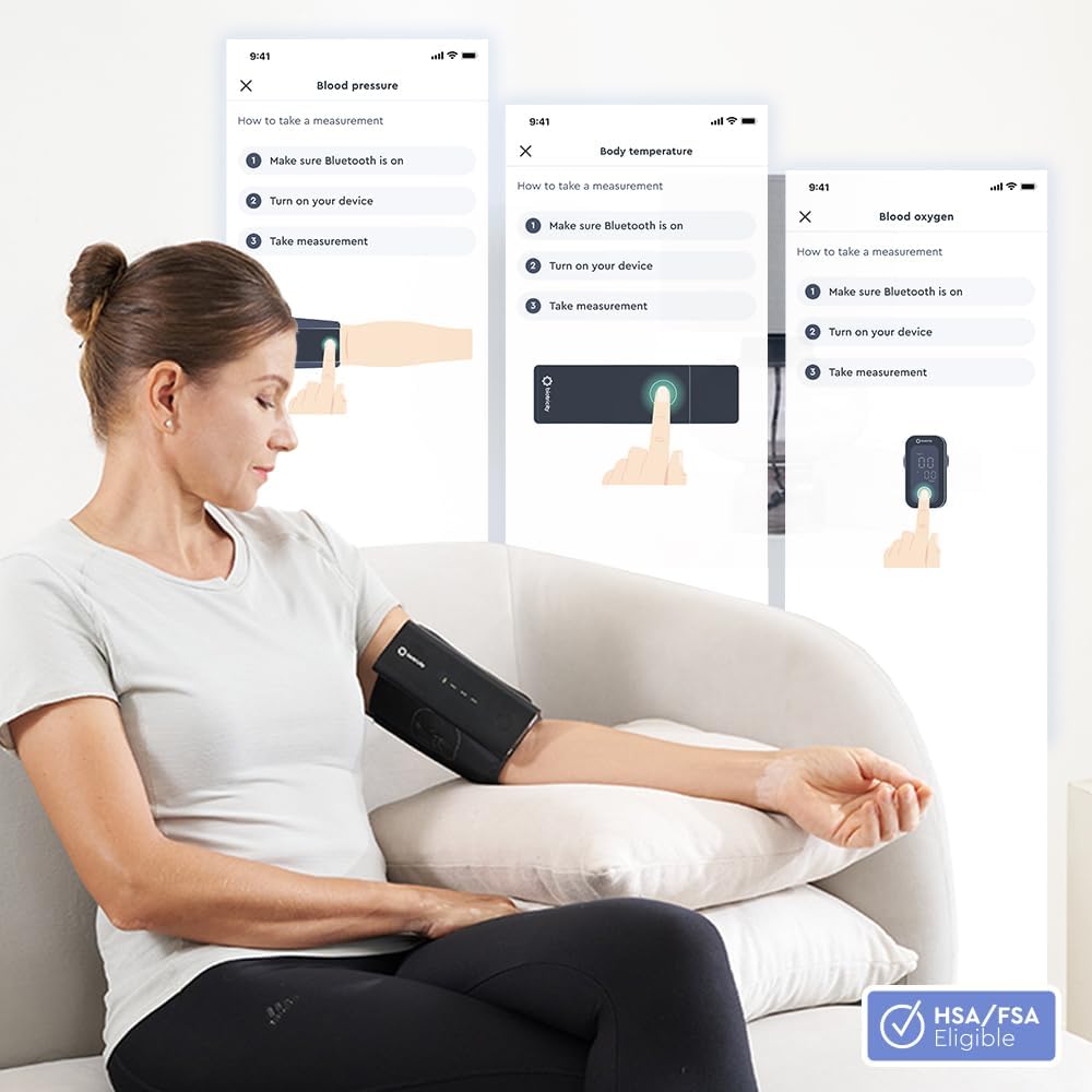 Biokit | Digital First Aid Kit | 3-in-1 Smart At-Home Health Monitoring System | Blood Pressure Cuff | Touchless