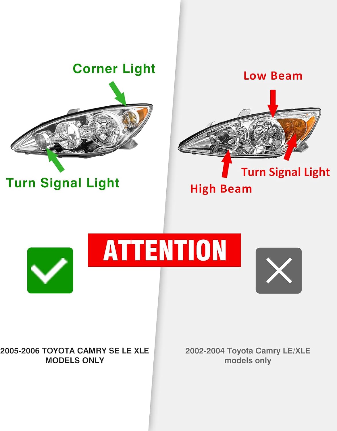 for 2005-2006 Toyota Camry Halogen Headlight W/O Bulbs