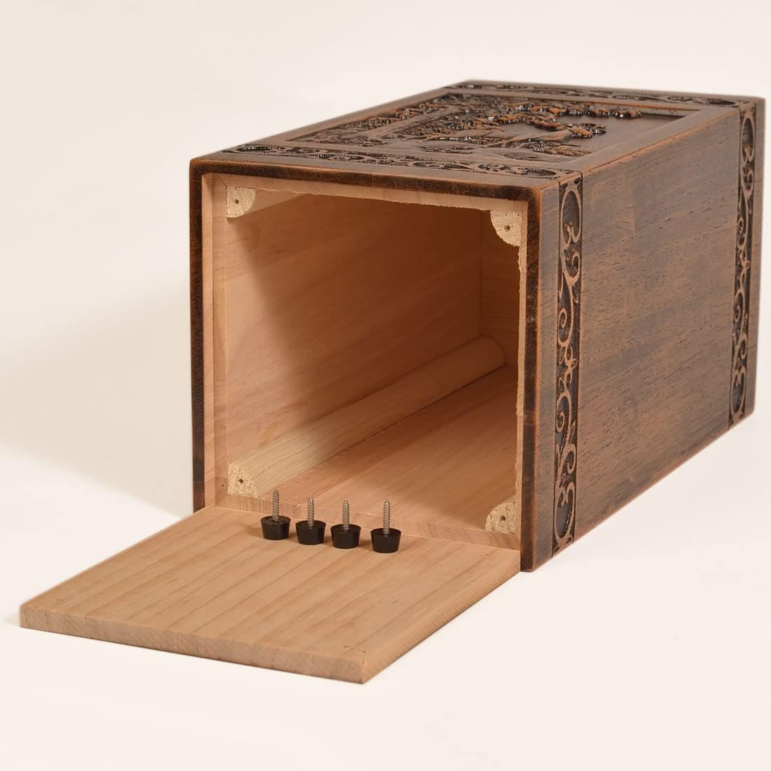 Wooden Cremation Urn for Human Wood Ashes Decorative Box Funeral Urns for Adult Male Female with Satin Bag Burial or
