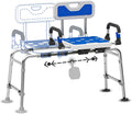 Sliding Shower Chair with Arms and Back, 500lbs Tub Transfer Benches with Non Slip Aluminum Body and Suction Cups