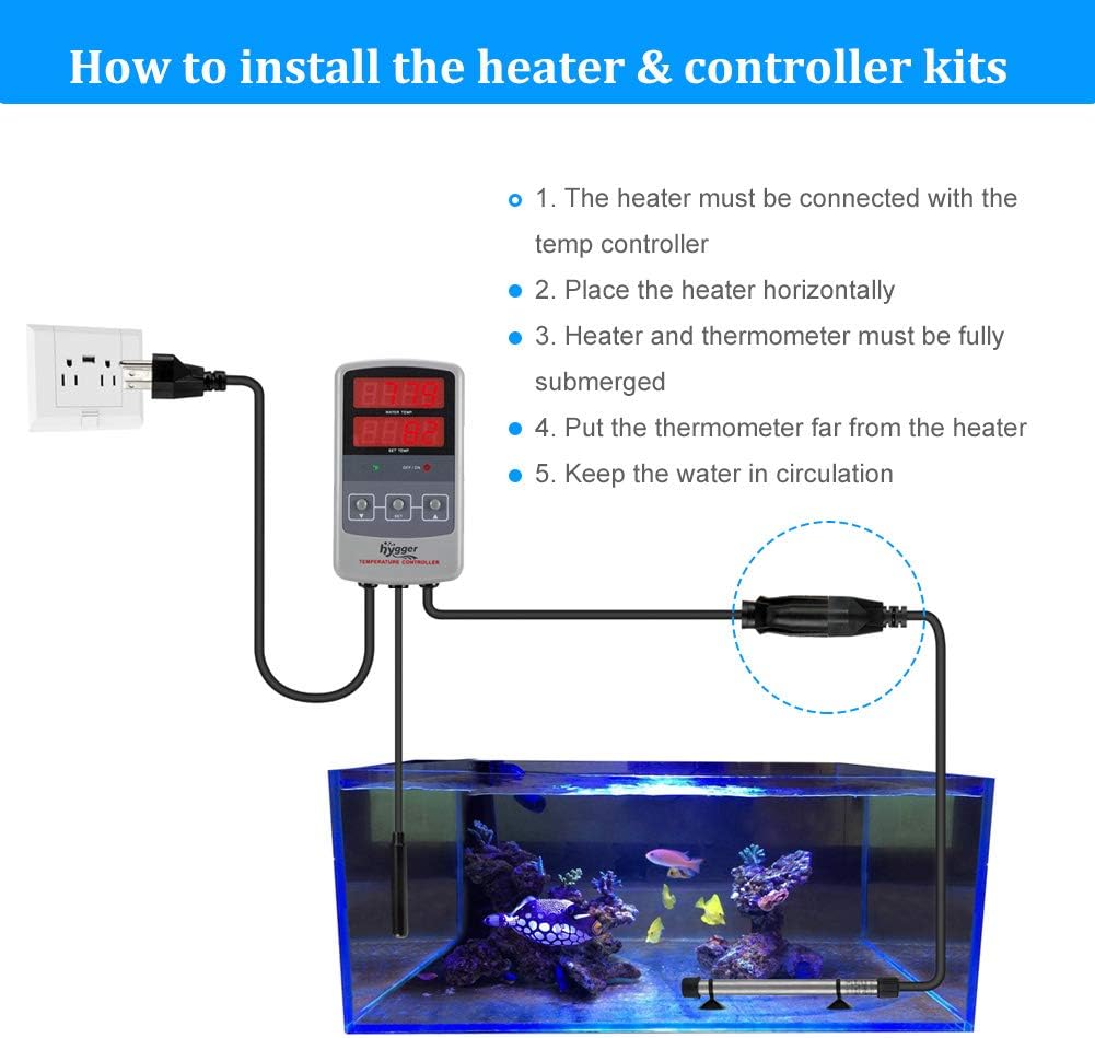 500W Titanium Aquarium Heater for Salt Water and Fresh Water, Digital Submersible Heater with External IC Thermostat