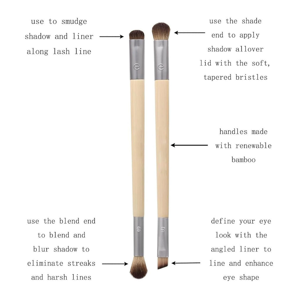 Enhancing Eye Brush Set, Makeup Brushes For Liquid, Cream & Powder Eyeshadow & Eye Liner Application, Dual-Sided &