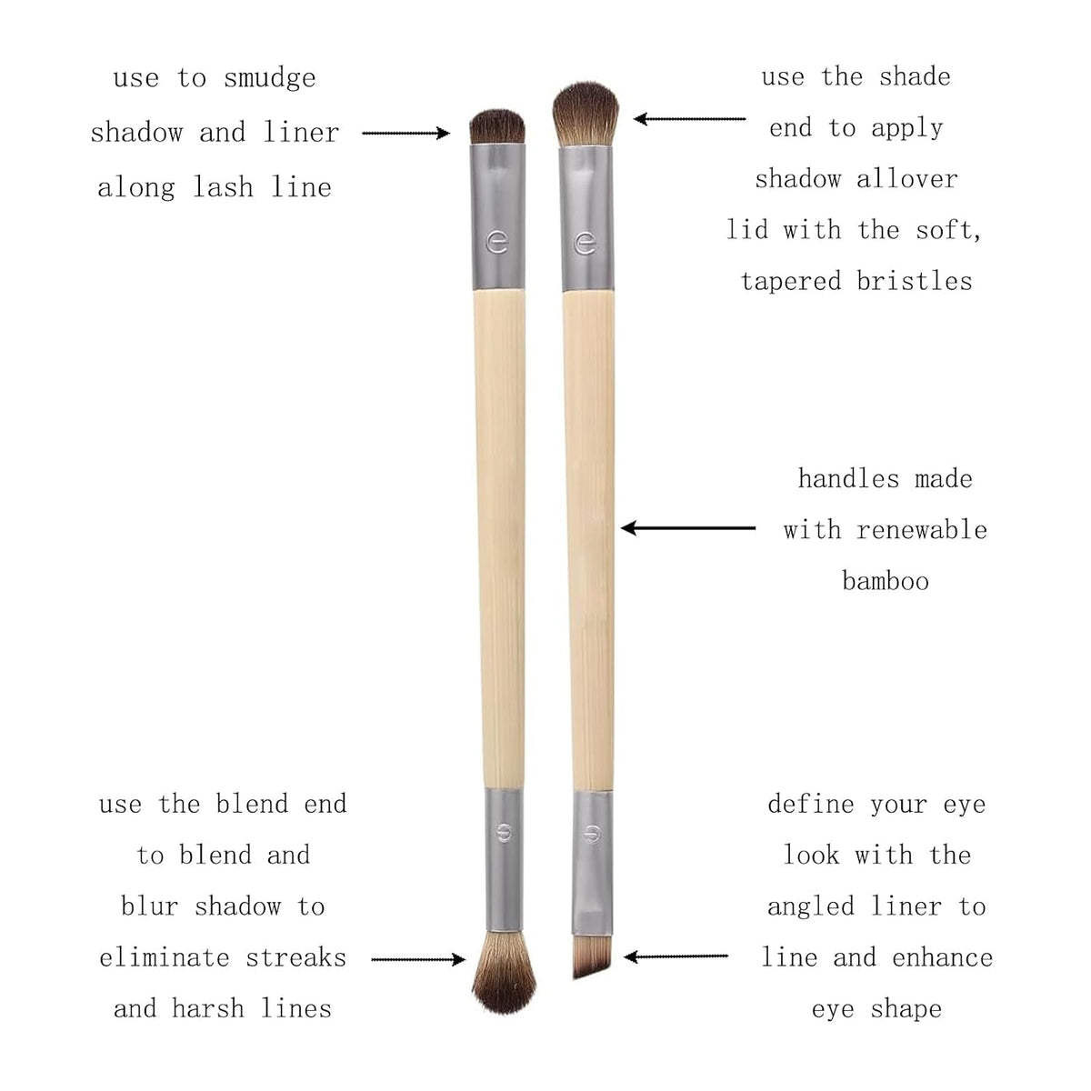Enhancing Eye Brush Set, Makeup Brushes For Liquid, Cream & Powder Eyeshadow & Eye Liner Application, Dual-Sided &