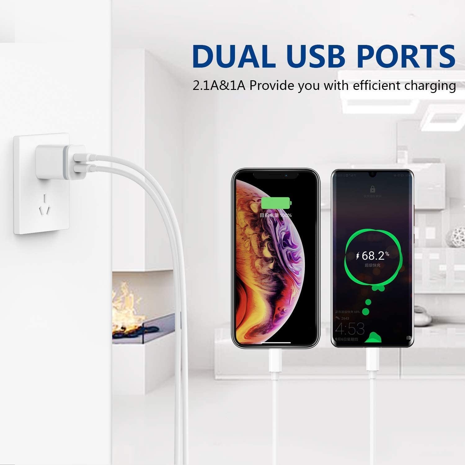 USB Wall Charger, LUOATIP 3-Pack 2.1A 5V Dual Port Cube Power Adapter Plug Block Charging Box Brick for iPhone 14 13