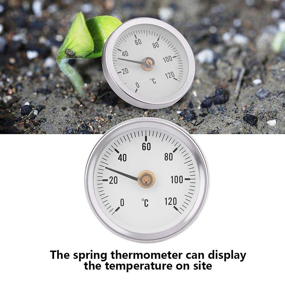 Fdit 63mm IP55 0-120° Bimetal Temperature Spring Thermometer Pipe Clamp-On Thermometer