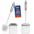 Toilet Brush and Holder Set, Space Saving, 2 Pack, White