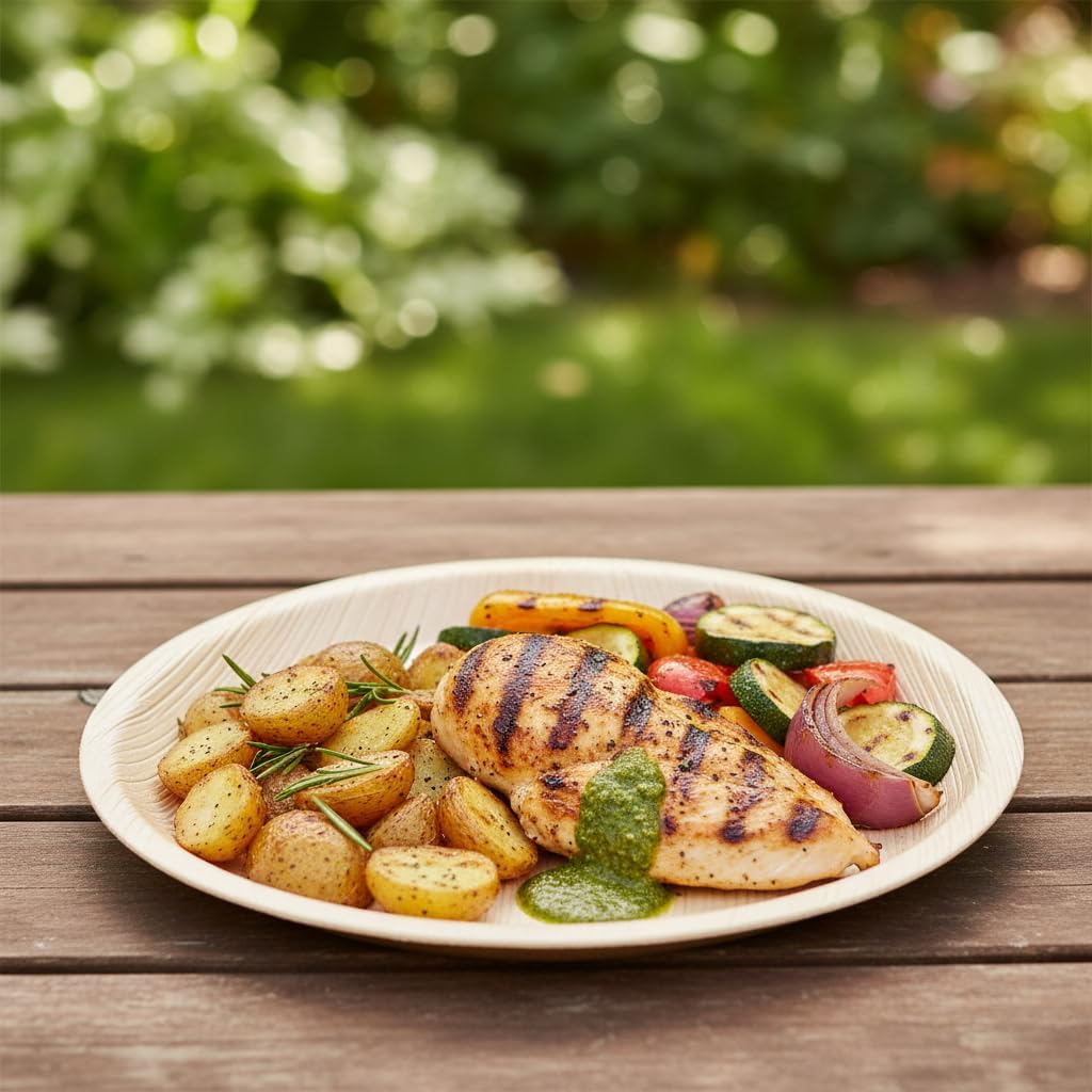 Disposable 12" Round Bamboo Plates (25 pieces) Bamboo Serving Platters, Disposable Boards, Eco-Friendly Dinnerware