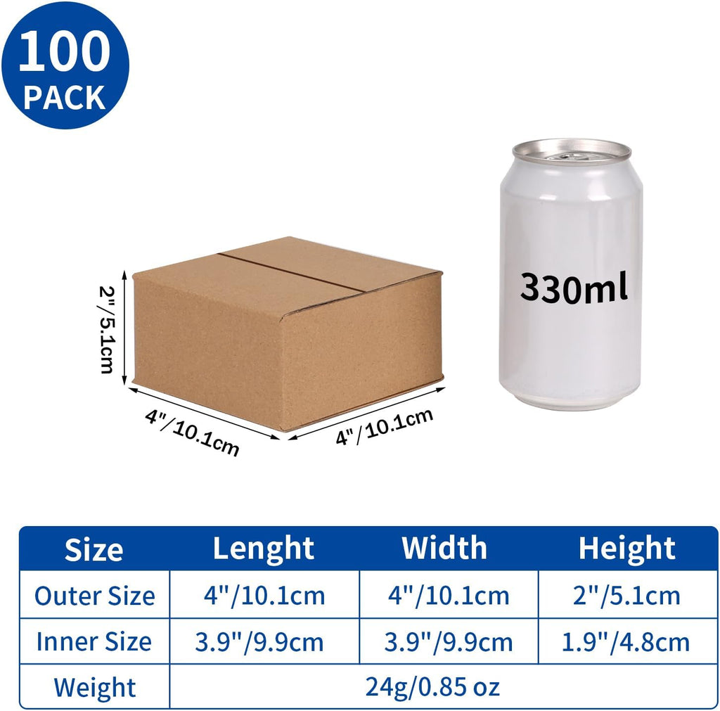 100 Packs 4x4x2 Shipping Boxes for Small Business