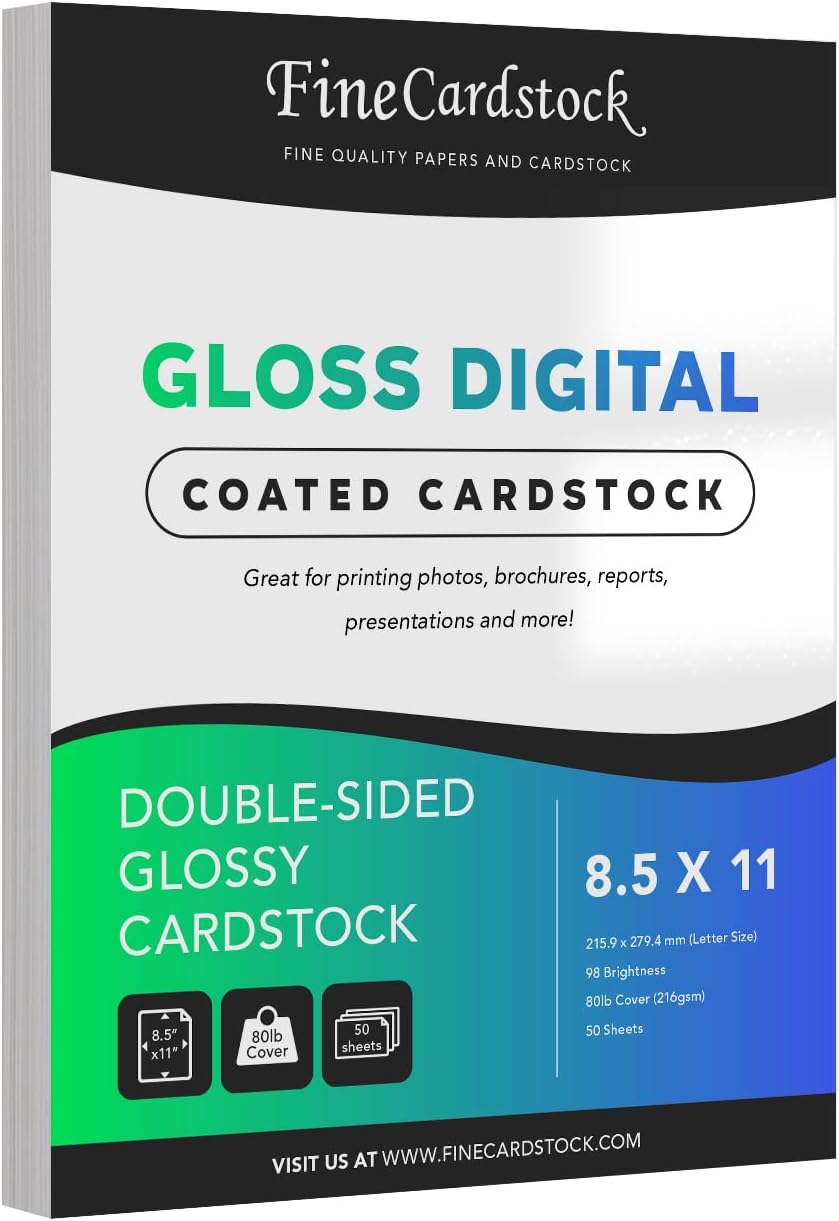 Double-Sided Heavyweight Gloss Digital C2S Cardstock – Perfect for Color Laser Printing, Flyers, Brochures, Photos |