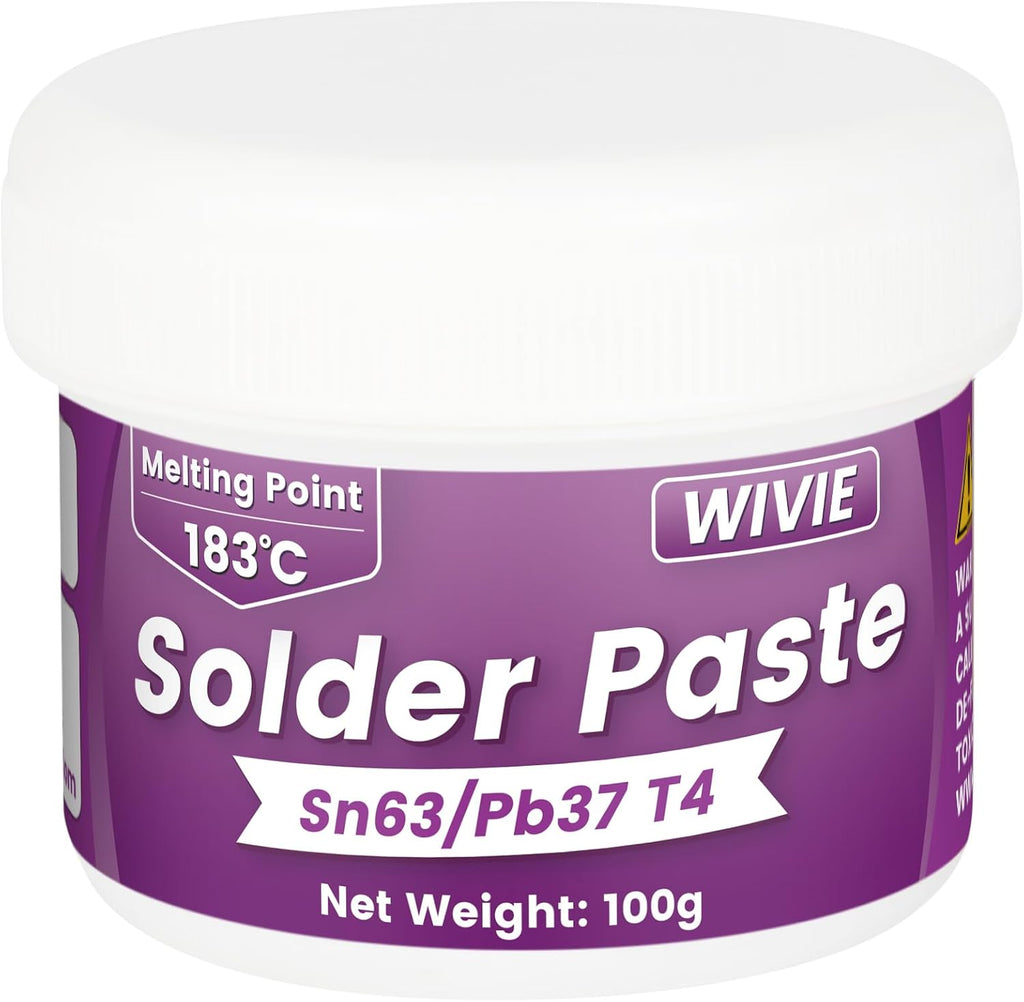 Sn63/Pb37 Solder Paste, T4 Particle, 183°C Melting Point for Electronics PCB, BGA, Electronics Welding (100G)
