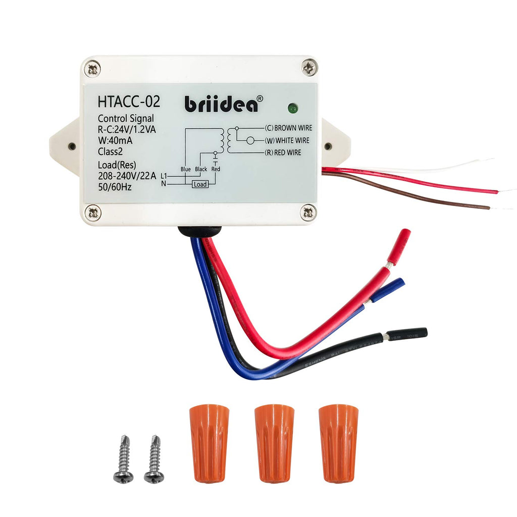 Briidea 220V 240V On/Off Switch Electric Heating Relay with Built-in 24V Transformer, Replacement for Any Relay, Compatible with 24V Thermostat