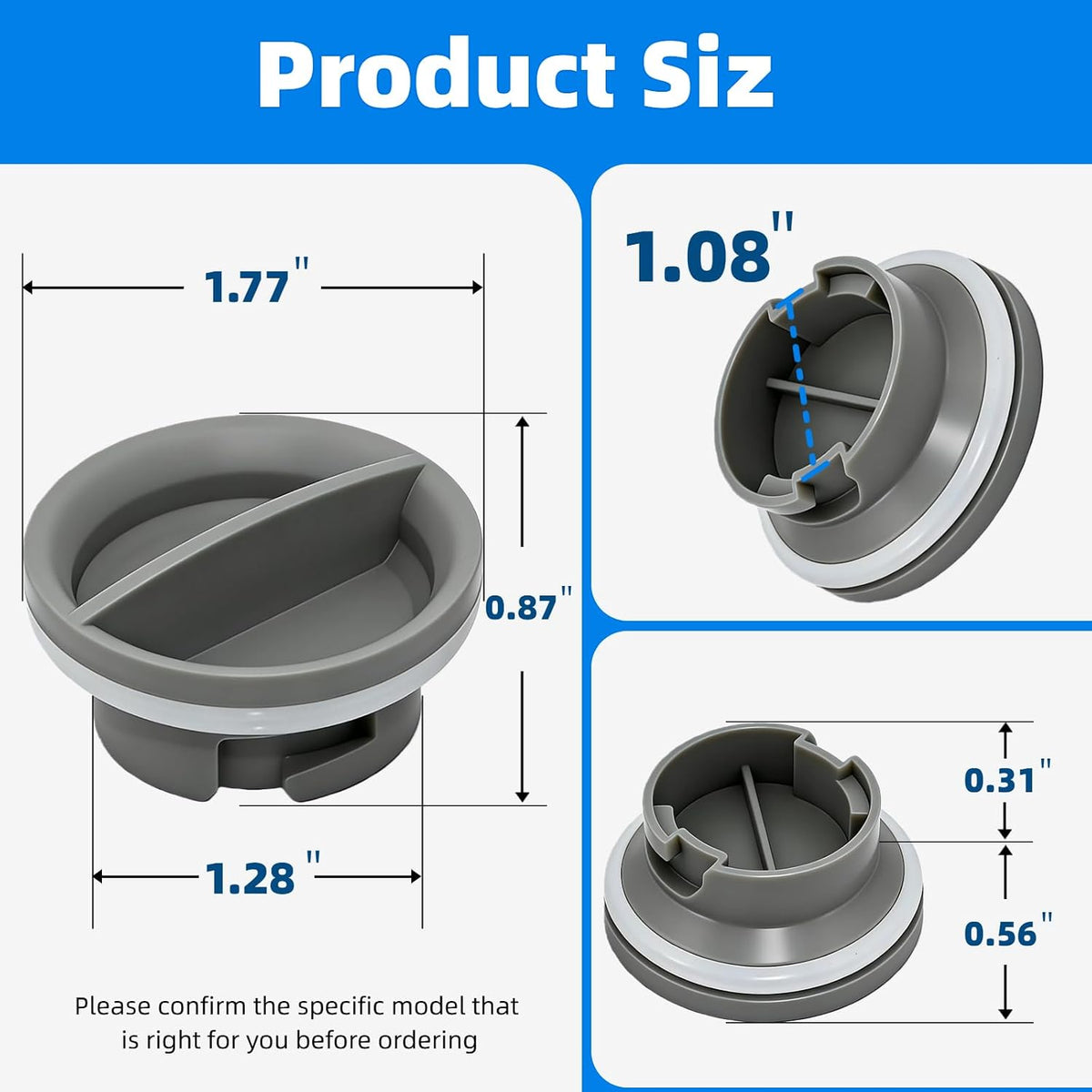 WPW10524919 Rinse Aid Dispenser Cap Replacement for Whirlpool KitchenAid Maytag Dishwasher, Also Fits W10524923 PS6883850 AP6022604 EAP11755938 2684856 PS11755938