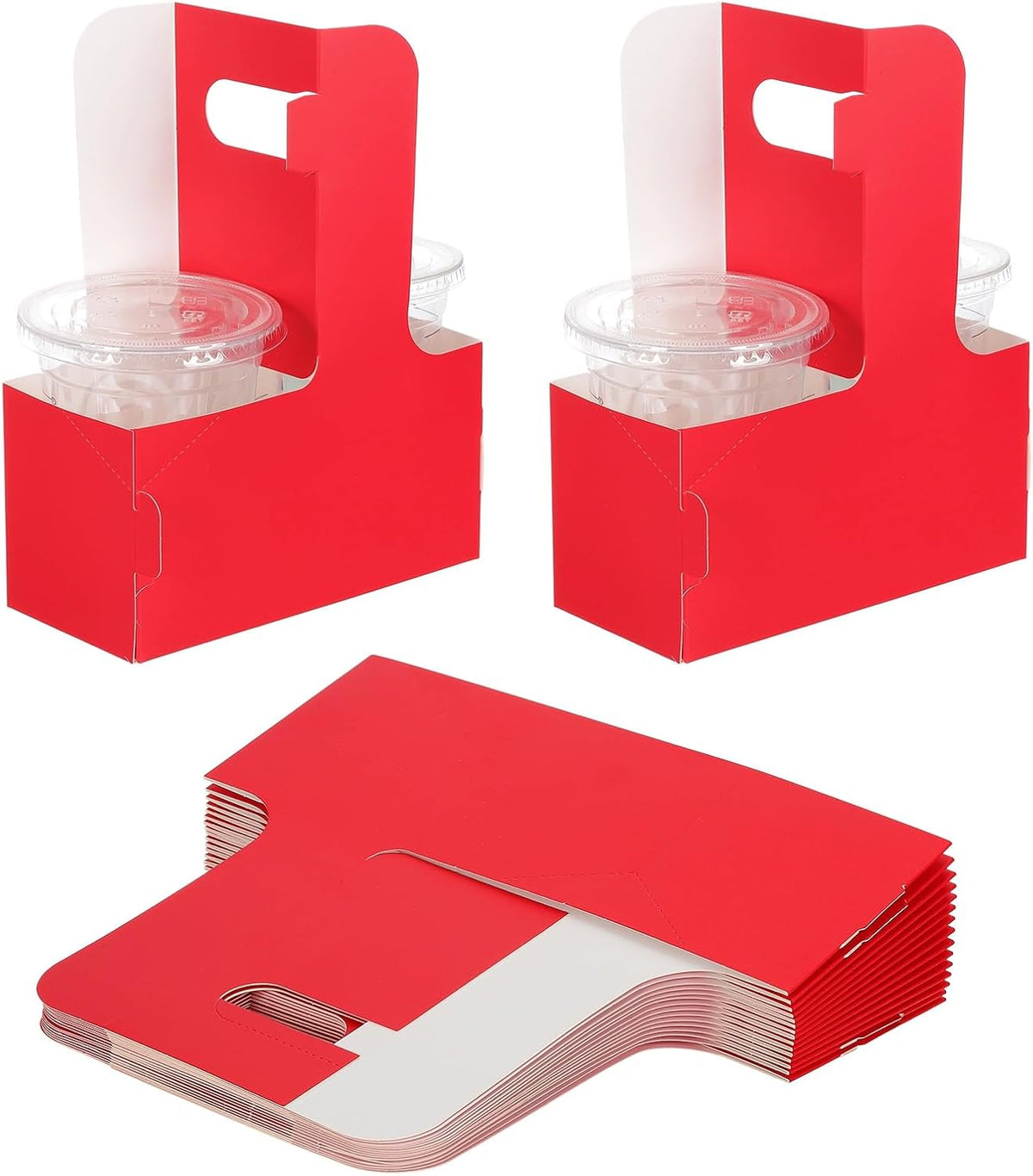 Drink Carrier with Handle, 15 Pcs Kraft Paperboard 2 Cup Holder for Hot or Cold Drinks Flower Gift Bags Floral Wrap