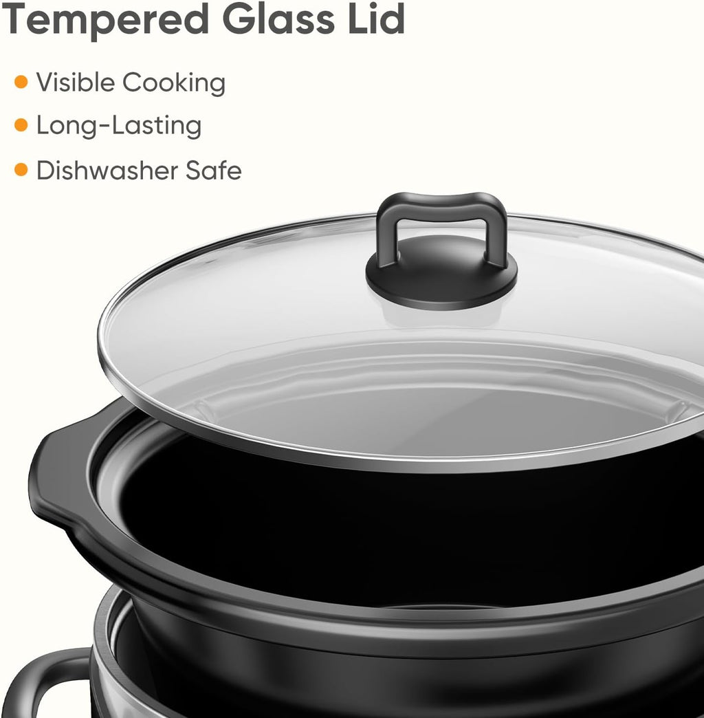 Slow Cooker 8 Quart, Large Slow Cooker, Ceramic Nonstick Coating, 3 Adjustable Temp Multi Cookers with Dishwasher