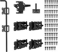 Self-Closing Fence Gate Hinges, Latch, and 24" Drop Rod for Double Gate Fence, Fence Gate Hardware - Easy to Install