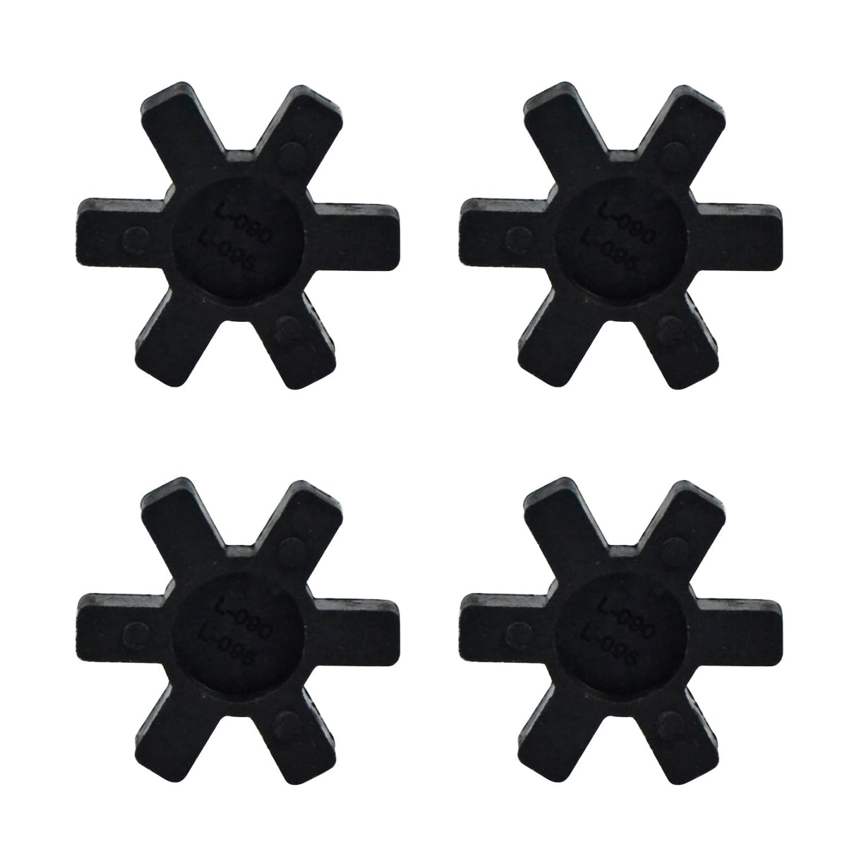 4-Pack L090/L095 NBR Rubber Spider Insert - Solid Center Inserts for L-Jaw Coupler Set, Black (4, L090/L095)