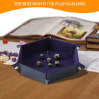 2 Pcs Portable Folding Dice Rolling Tray Set for RPG Table Games - PU Leather and Velvet Holder Storage Box