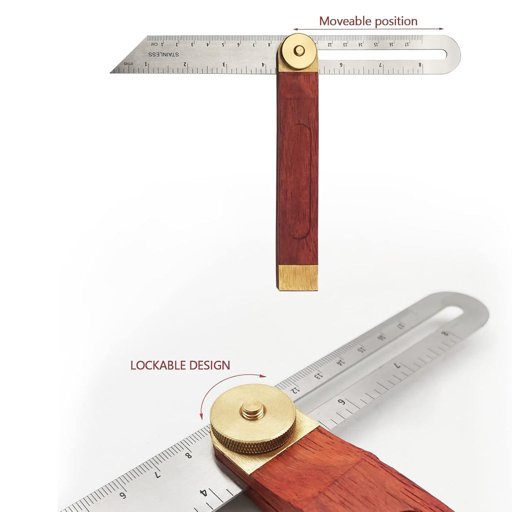 Bevel Gauge, Sliding Bevel Gauge, 8 Inch T Bevel Angle Finder with Wooden Handle T Measurements Ruler for for