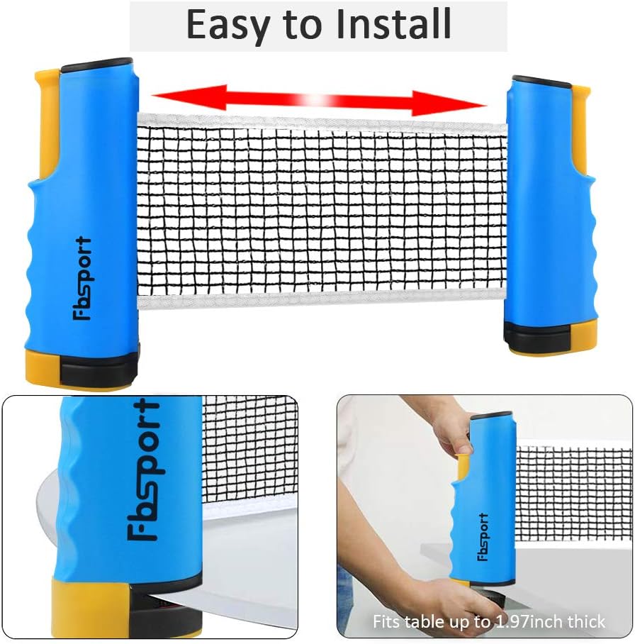 Ping Pong Paddle Set, Portable Table Tennis Set with Retractable Net,Rackets,Balls and Carry Bag for Indoor/Outdoor
