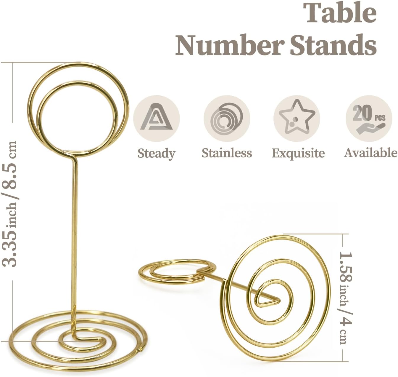 Table Number Holders 20Packs - 3.35 Inch Table Number Stands Place Card Holder for Wedding Party Graduation Reception