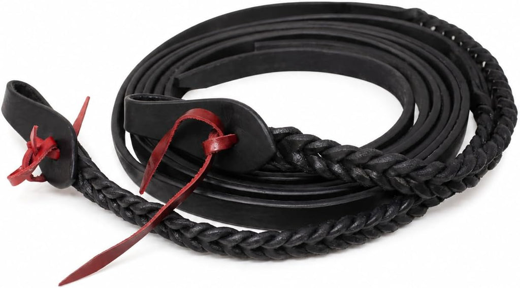 Horse Western 8 Feet Leather Braided Leather Split Reins 66RT49