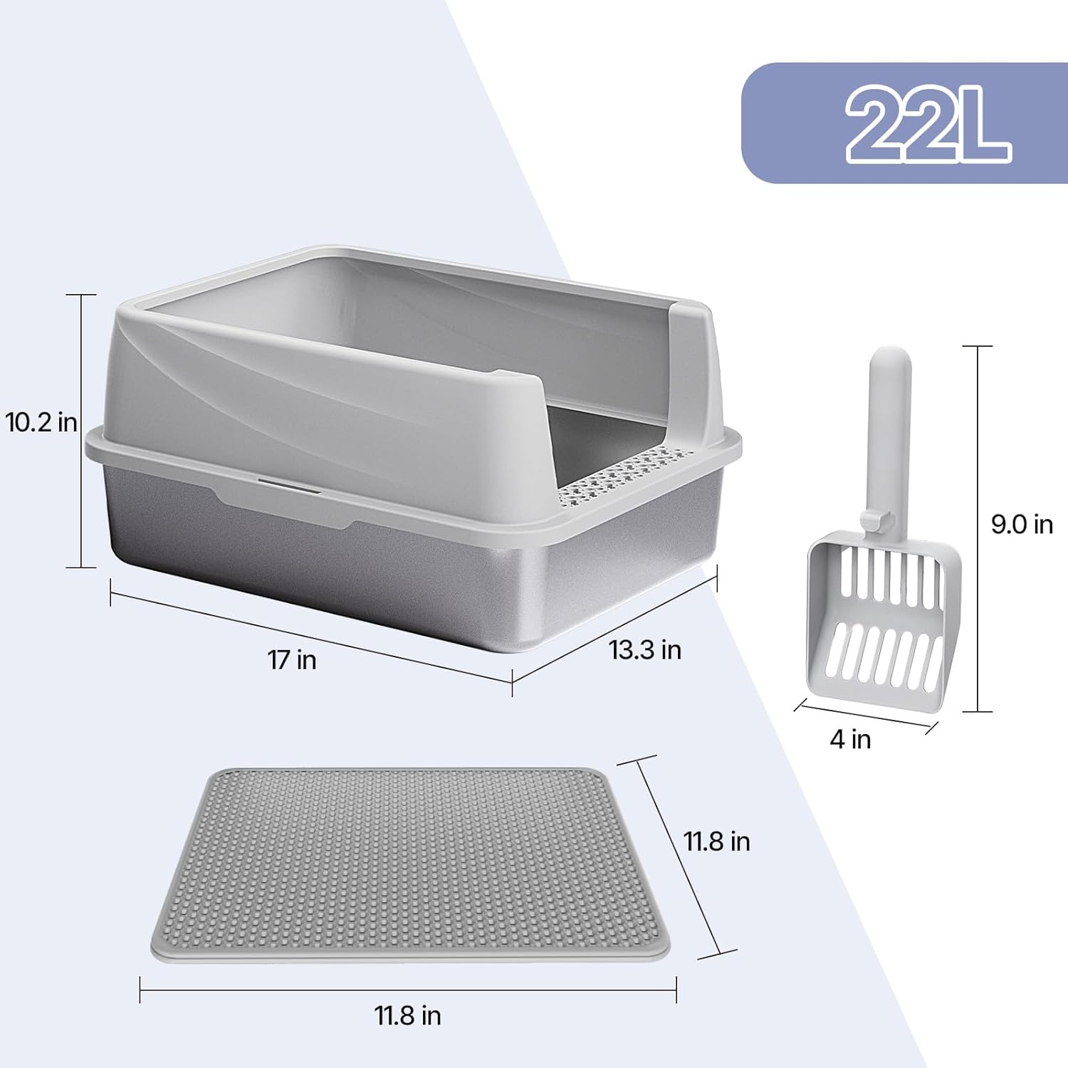 Stainless Steel Cat Litter Box with Lid, Extra Large Litter Box for Big Cats with High Sided, Non-Sticky, Anti-Urine
