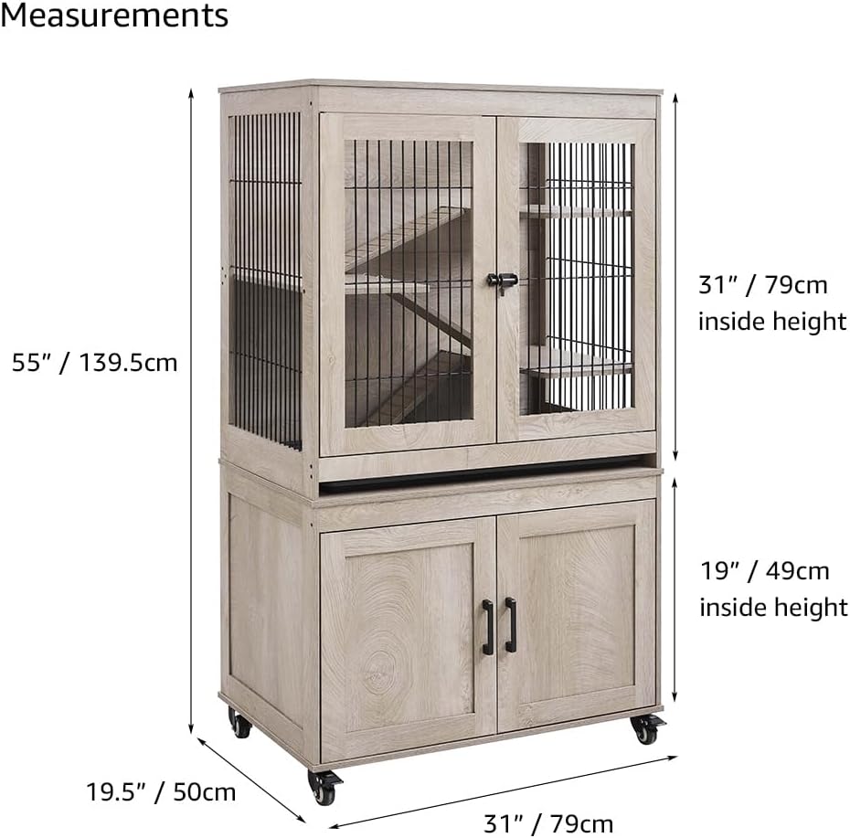 Ferret Cage with Storage and Ramp, Large Vertical Hamster Cage | Iguana, Rabbits, Chinchillas, Pet Rats, Guinea Pigs