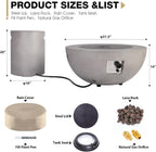 2-Piece Outdoor Propane Fire Pit Table Set w/Tank Cover Table, 31.5-inch 50,000 BTU Bowl Concrete Firepit SUS201