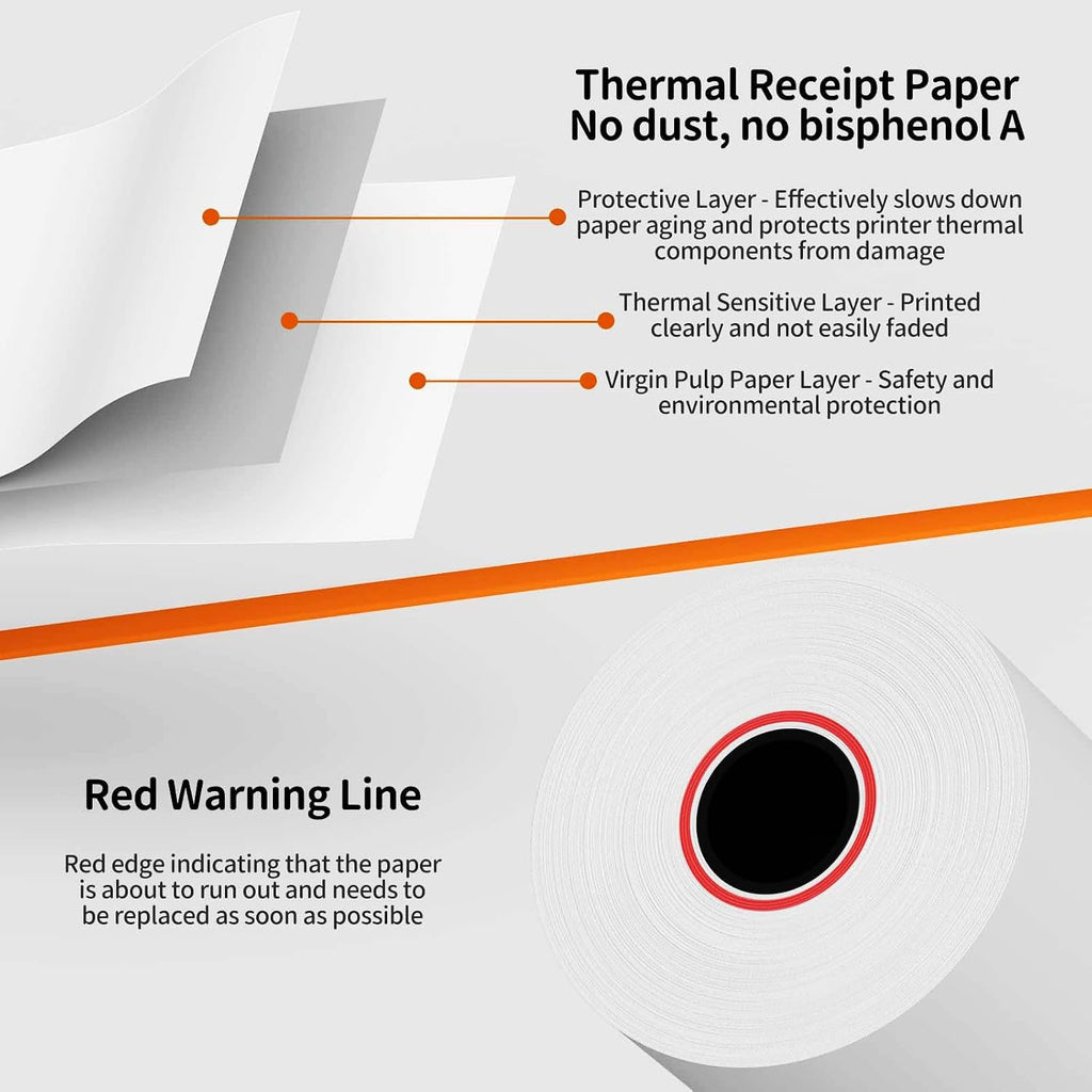 Thermal Receipt Paper Rolls, 2 1/4'' x 85' Thermal Paper, POS Cash Register Paper Roll (50 Rolls)