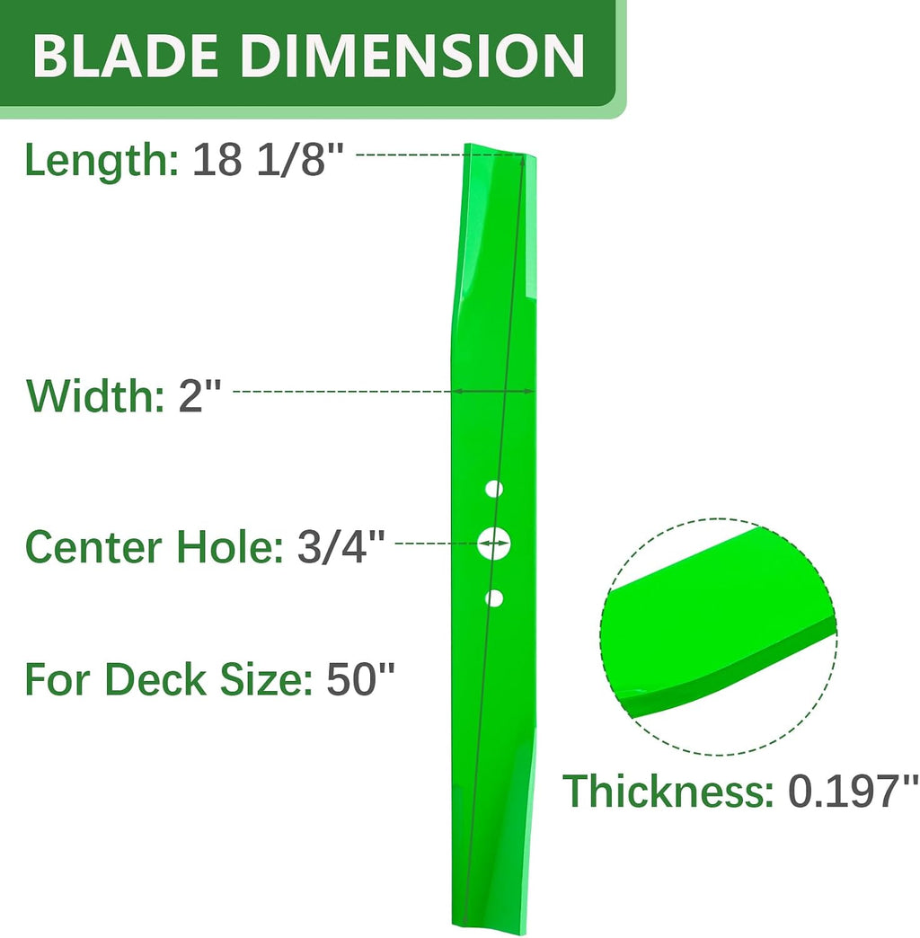 1726453 1726357 High Lift Blades Fit for 50 Inch Simplicity Snapper ZT2050 ZT2450 LT200 YT400 Series Murray Craftsman Mowe Decks Replaces 1708229 1726453A 1726453YP (3 Pack)