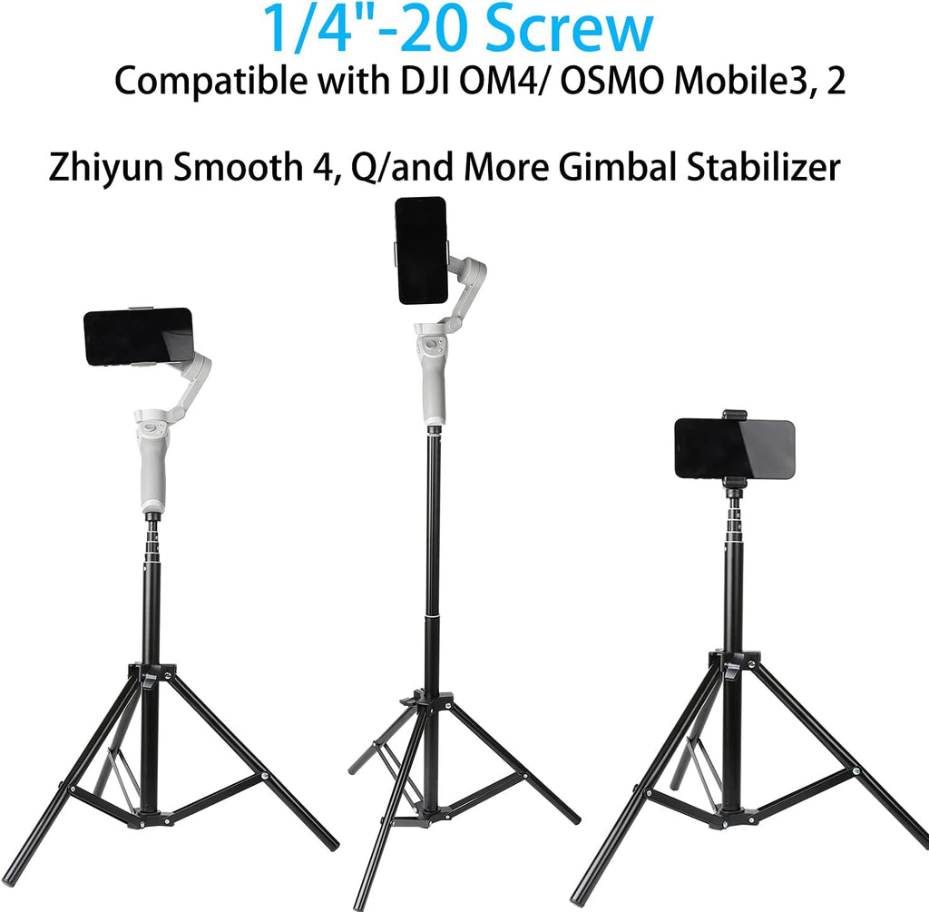2in1 Tripod Extension Rod 59in Adjustable Selfie Stick with Phone Clip for DJI OM4 SE 5/Osmo Mobile 6 3 2/Feiyu