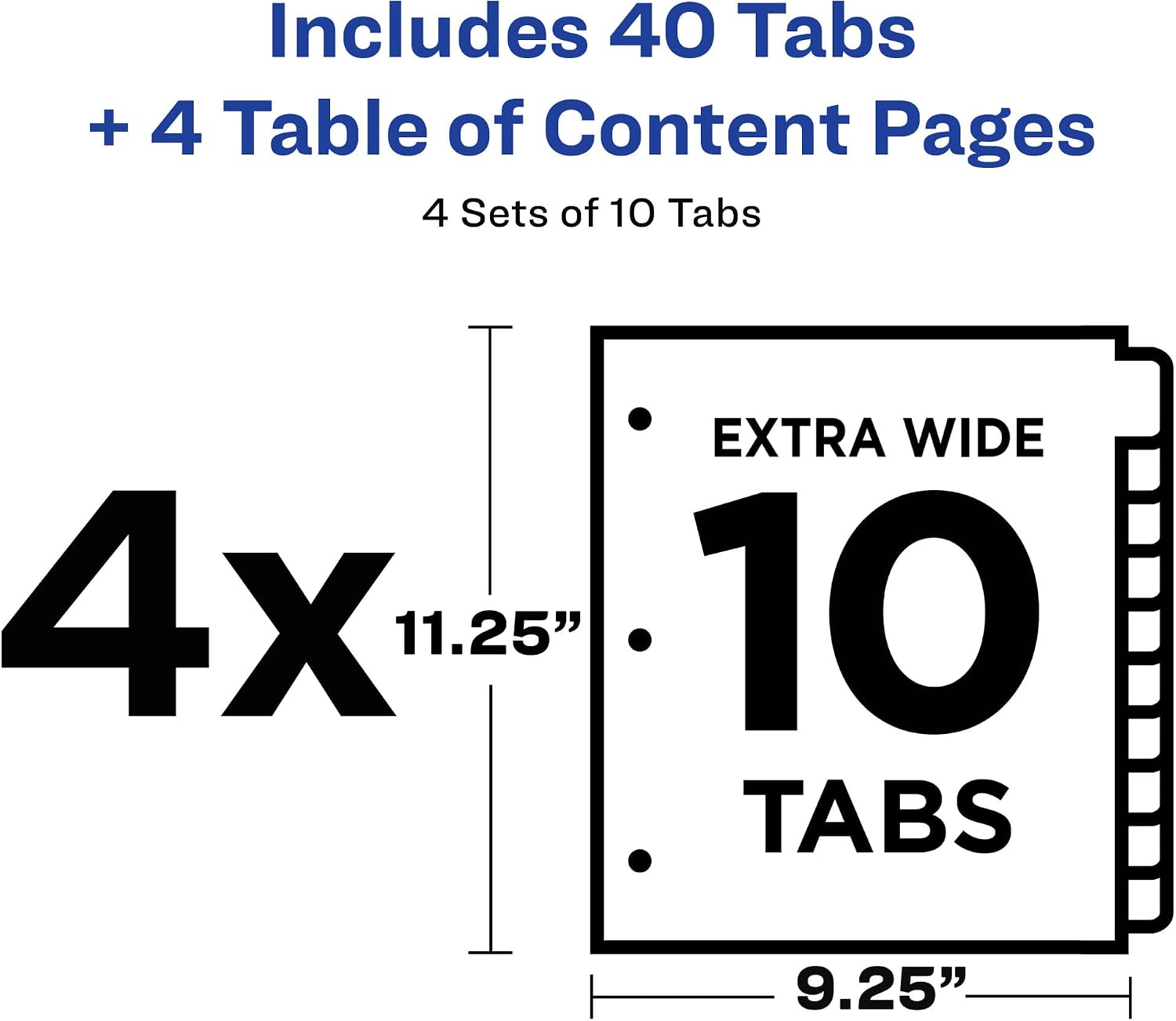 Extra-Wide Dividers for 3 Ring Binders, 10 Tabs per Set, Customizable Table of Contents, Multicolor Tabs, Works Great