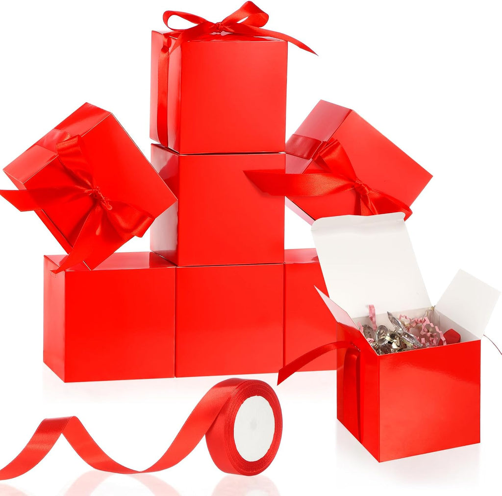 48 Pcs Wedding Gift Boxes with Lids Ribbon,Red,2 Inch