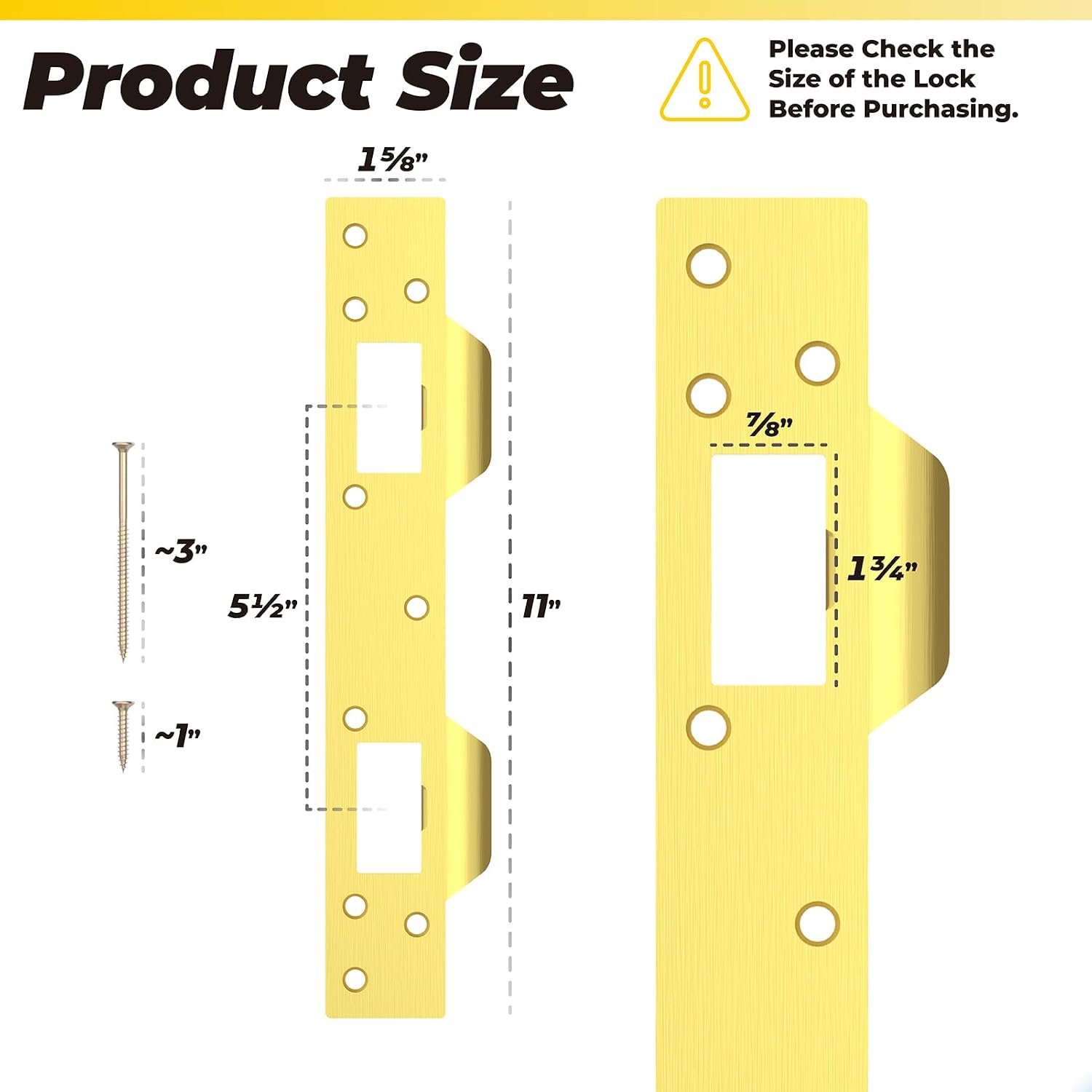 U10385 U9480 Door Strike Plate Reinforcement Plate for Exterior Interior Door Deadbolt Fix Door Frame Door Jamb
