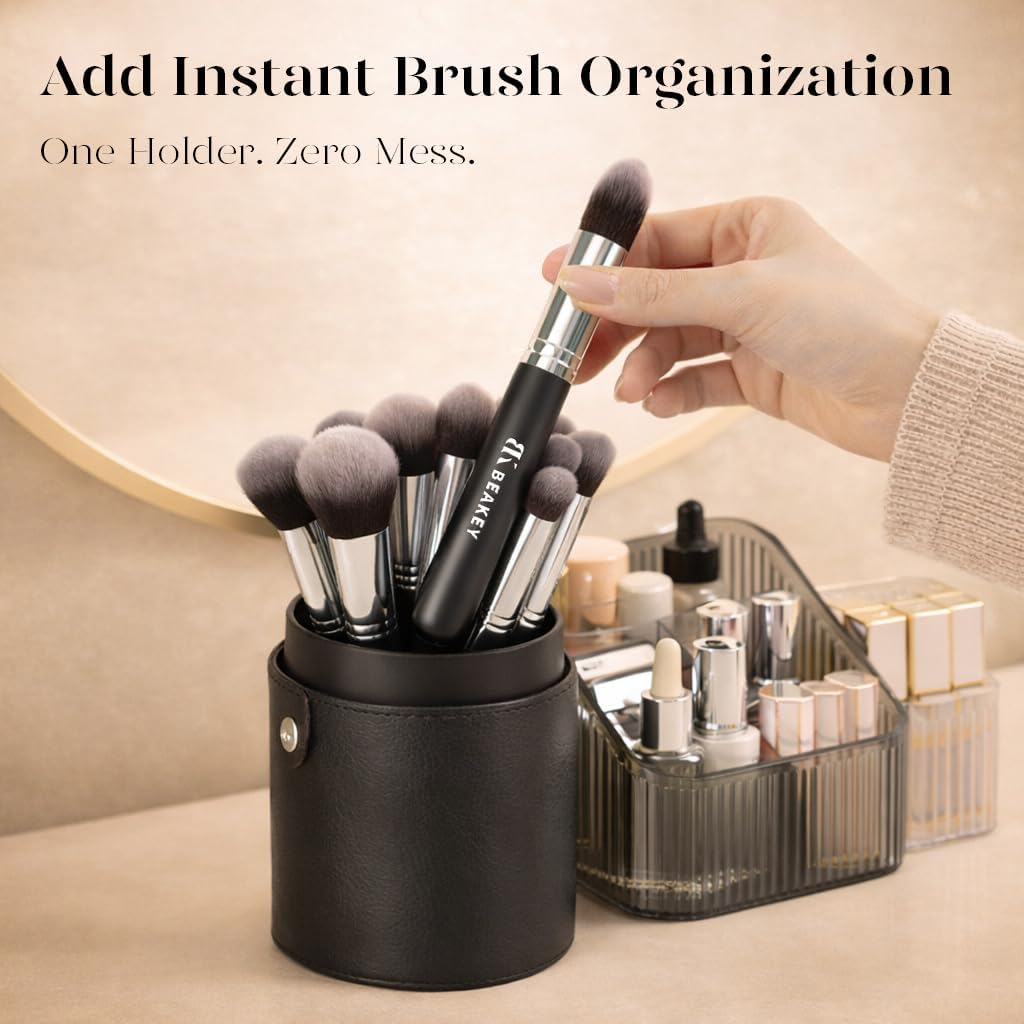 13PCS Makeup Brush Set with Case & 2 Sponges, 10 Brushes Full Face Kit, Beginner Friendly, Soft Synthetic Bristles