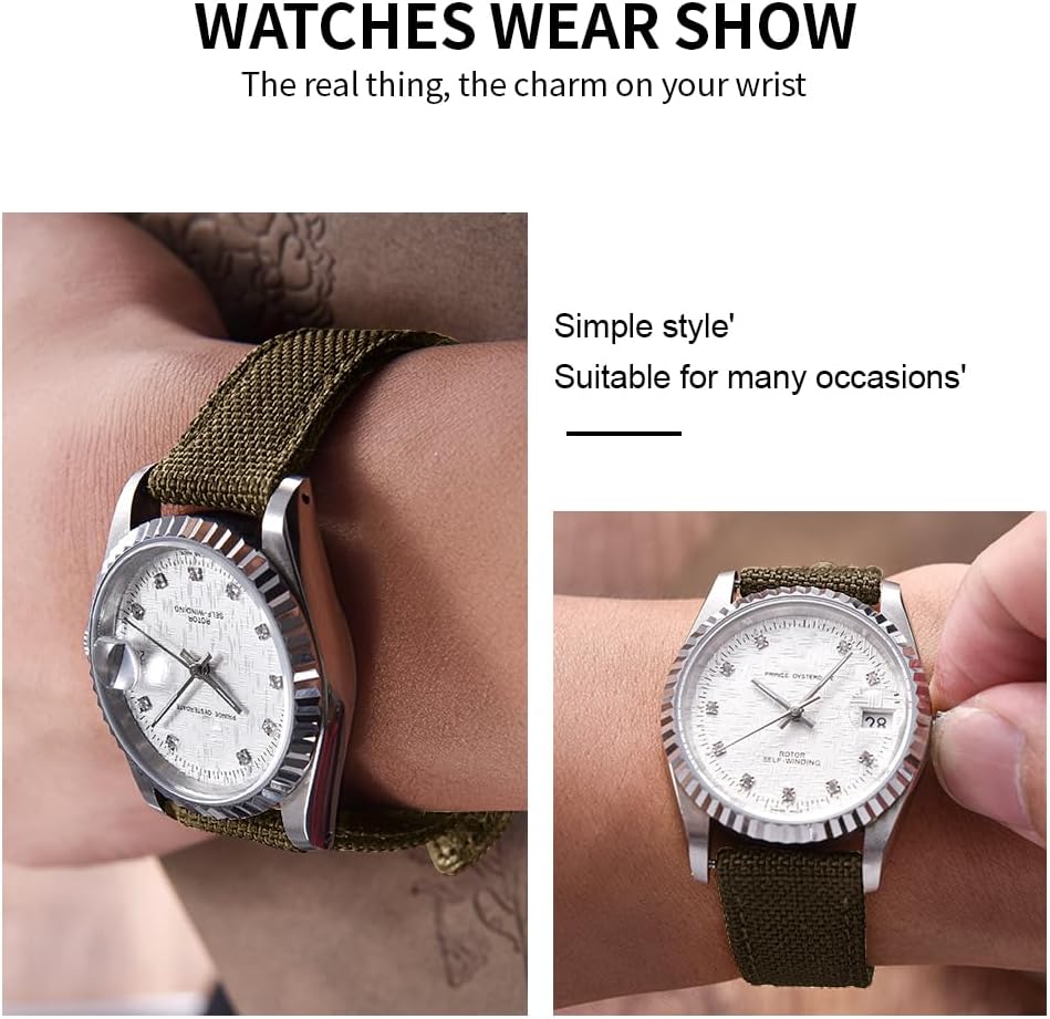Premium Soft Hybrid (Leather and Sailcloth) Watch Bands for Men Women,18mm 20mm 22mm Multiple Sizes Quick Release