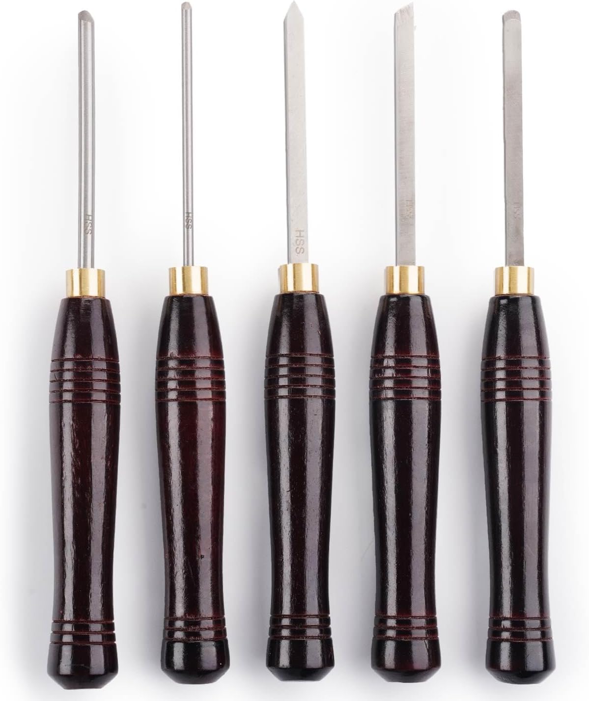 Woodworking HSS Wood Turning Tools Lathe Chisel Set of 5 pcs Mini with Wooden Box, Ideal for Pen Turning and Small